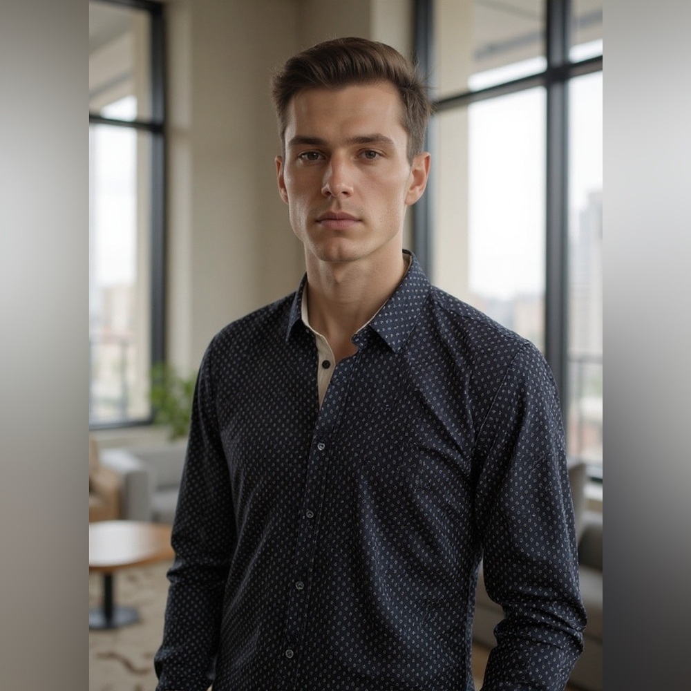 Men's Craft and Flow Black Patterned Shirt